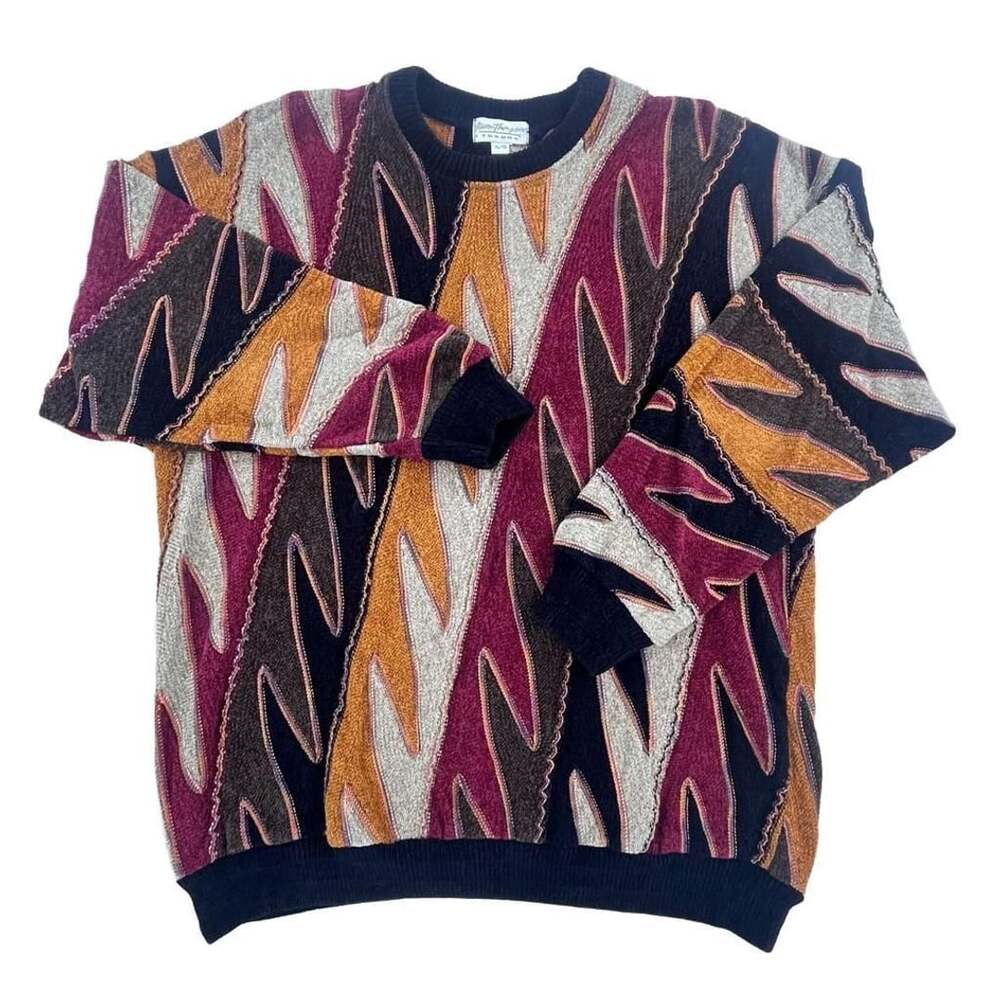 Vintage 90s Tundra Canada 3D Knit Sweater Norm Thompson Coogi Style Biggie